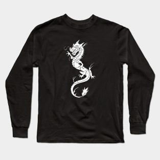 Traditional Dragon Drawing (Black and White) Long Sleeve T-Shirt